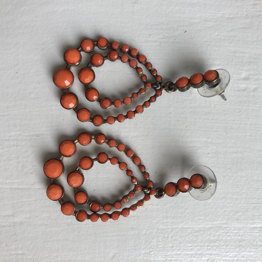 Anthropologie orange enamel drop earrings